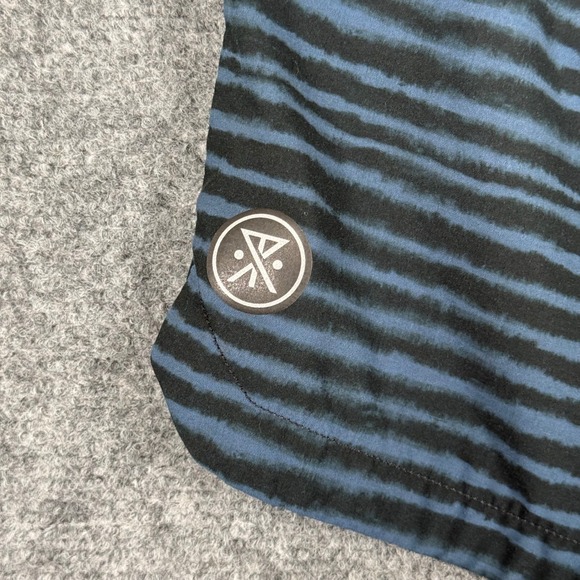 Roark Swim Shorts Medium Blue Black Stripe "Run Amok" Athletic Lightweight Men's - Picture 7 of 10